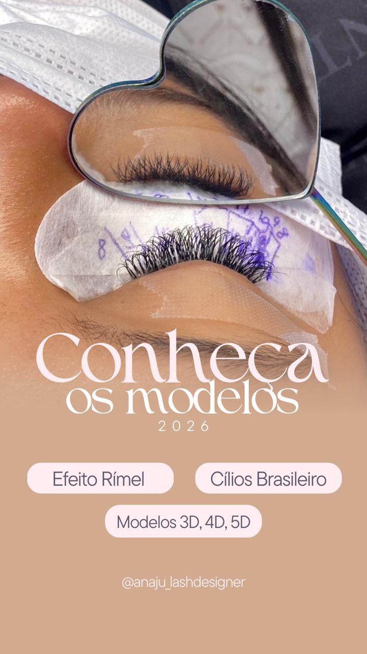 Arte apresentando os modelos de cílios da Naju Lash Design